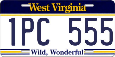 WV license plate 1PC555