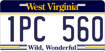 WV license plate 1PC560