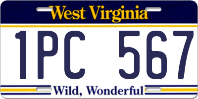 WV license plate 1PC567