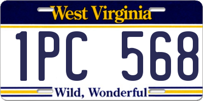 WV license plate 1PC568