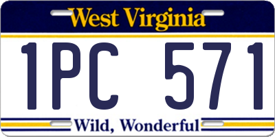 WV license plate 1PC571