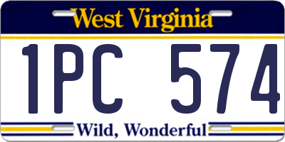 WV license plate 1PC574