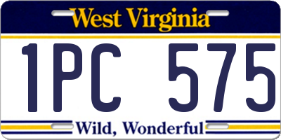 WV license plate 1PC575