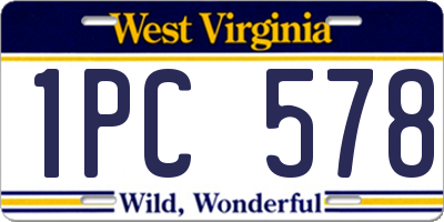 WV license plate 1PC578