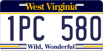WV license plate 1PC580