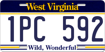 WV license plate 1PC592