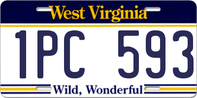 WV license plate 1PC593