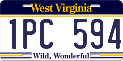 WV license plate 1PC594