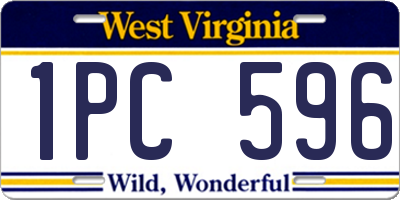WV license plate 1PC596