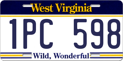 WV license plate 1PC598