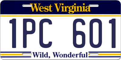 WV license plate 1PC601