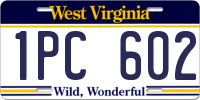 WV license plate 1PC602