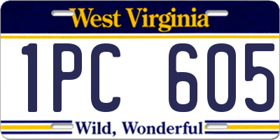 WV license plate 1PC605