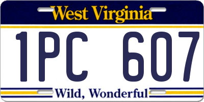 WV license plate 1PC607
