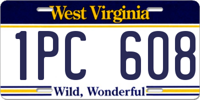 WV license plate 1PC608