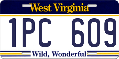 WV license plate 1PC609