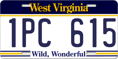 WV license plate 1PC615