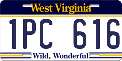 WV license plate 1PC616