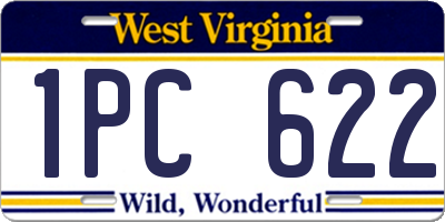 WV license plate 1PC622
