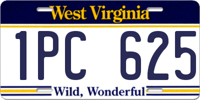 WV license plate 1PC625