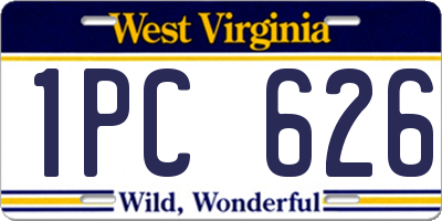 WV license plate 1PC626