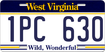 WV license plate 1PC630