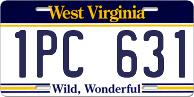 WV license plate 1PC631