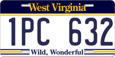 WV license plate 1PC632