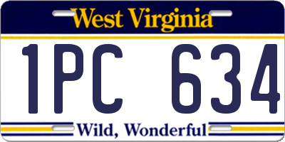 WV license plate 1PC634