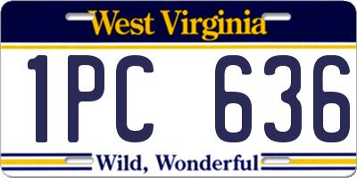 WV license plate 1PC636