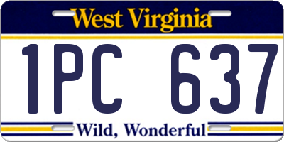 WV license plate 1PC637