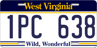 WV license plate 1PC638