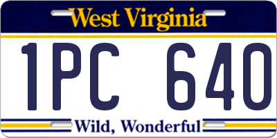 WV license plate 1PC640