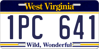 WV license plate 1PC641