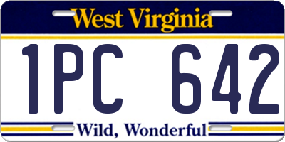 WV license plate 1PC642