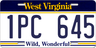 WV license plate 1PC645