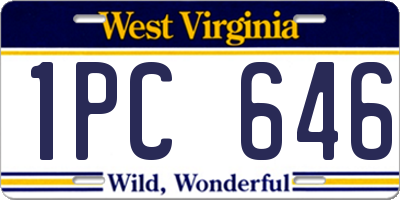 WV license plate 1PC646