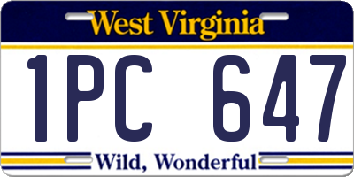 WV license plate 1PC647