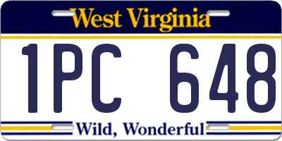 WV license plate 1PC648