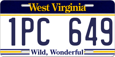 WV license plate 1PC649