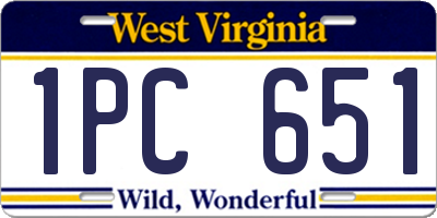 WV license plate 1PC651