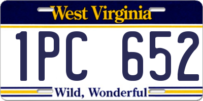WV license plate 1PC652