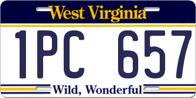 WV license plate 1PC657
