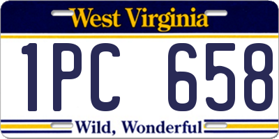 WV license plate 1PC658