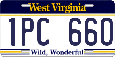 WV license plate 1PC660