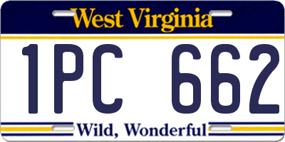 WV license plate 1PC662