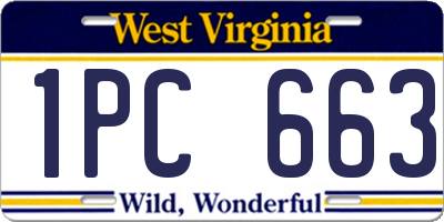 WV license plate 1PC663