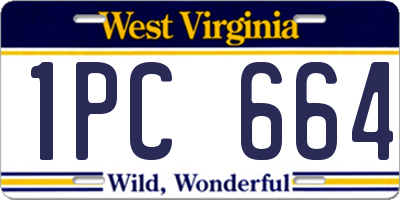 WV license plate 1PC664