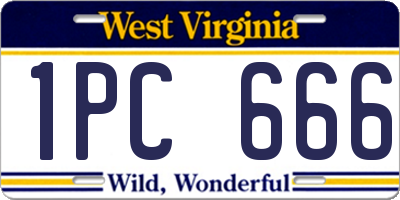 WV license plate 1PC666