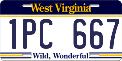 WV license plate 1PC667